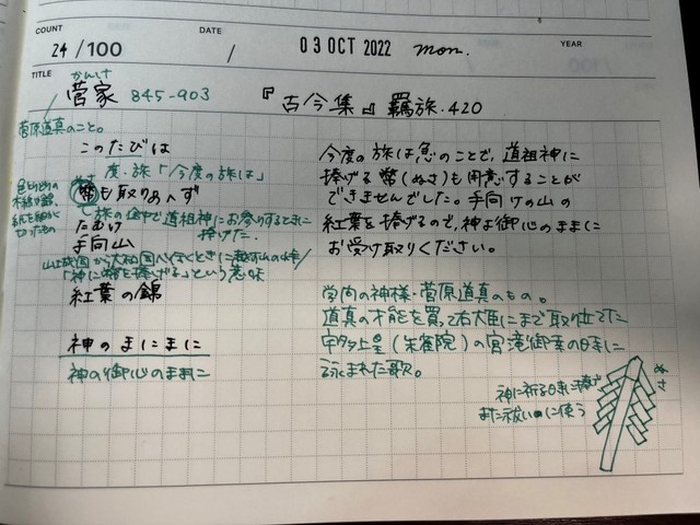 南條夏さんが100日間、百人一首について綴ったノート