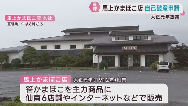 馬上かまぼこ店（宮城・亘理町）が自己破産申請　負債総額約６億円