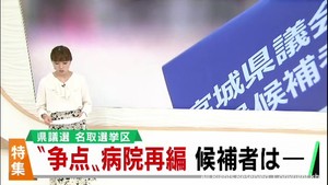 宮城県の４病院再編構想が争点の１つに　県議会議員選挙・名取選挙区の候補者たちの選挙戦