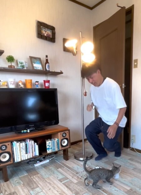 ライトにチーン！（三吉さん提供、動画よりキャプチャ撮影）