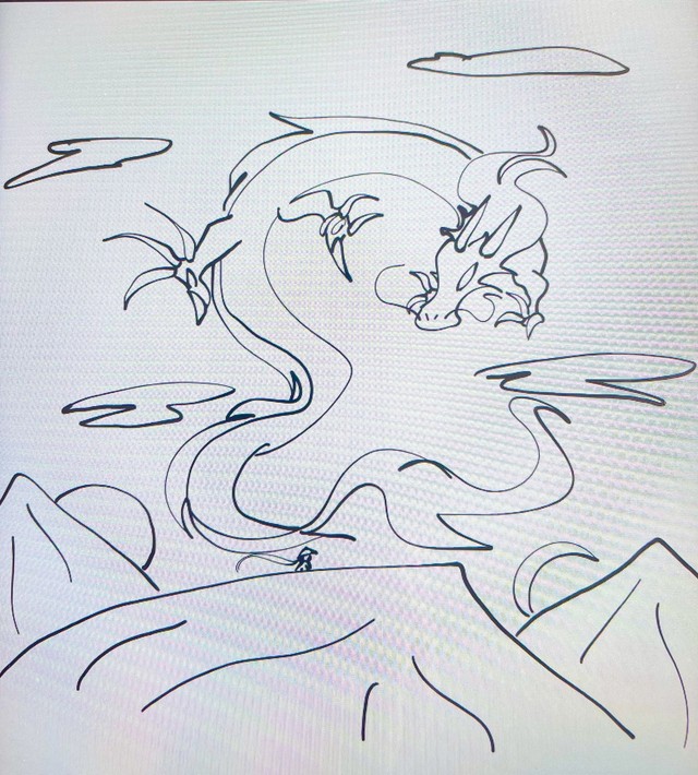 娘さんが今年3月、「龍でもかこうかな」と学校のタブレットで描いた龍。うますぎる！（すりごまさん提供）