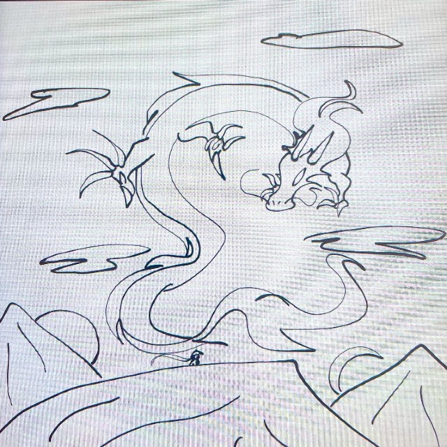 娘さんが今年3月、「龍でもかこうかな」と学校のタブレットで描いた龍。うますぎる！（すりごまさん提供）