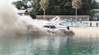 瀬戸内市の牛窓海水浴場の沖でプレジャーボートの火災　けが人なし　岡山県
