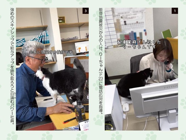 配車係のりーちゃんは能登地震で被災して飼い猫を失い、「猫と一緒に働きたい」という動機で入社した（提供／山と溪谷社）