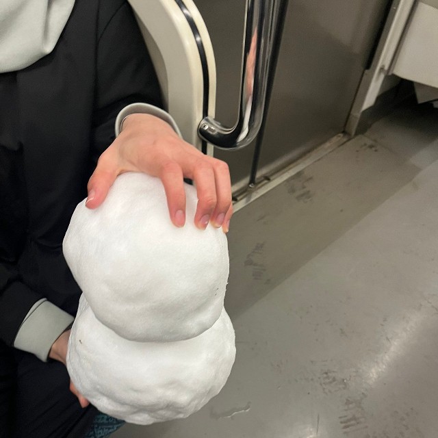 雪だるまはきよさんが車外に降ろしてあげました（きよさん提供）