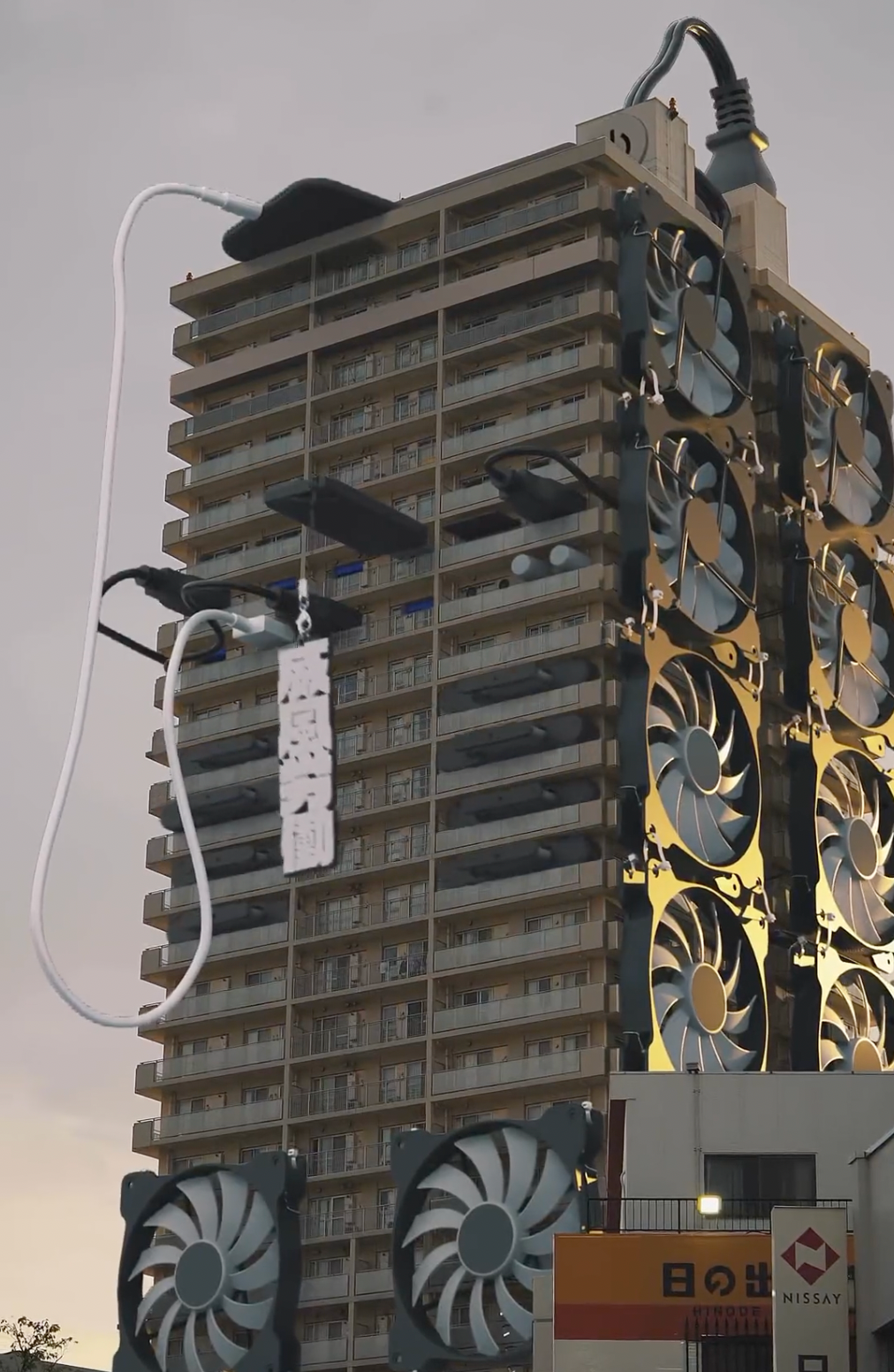 『タワーPCマンション』より。超ハイテクな建物に変貌 ※きむらえいじゅんさんのTwitter動画より抜粋