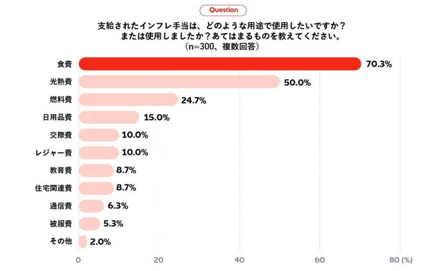 【一般社員】インフレ手当の使用用途（出典：エデンレッドジャパン調べ）