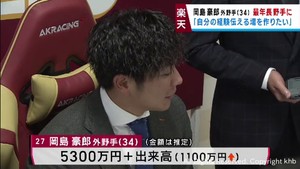 楽天イーグルス岡島選手　１１００万円↑５３００万円でサイン　最年長野手としてチームを牽引