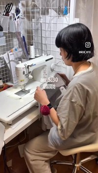5時半から縫製開始／松葉萌々子さん（@mok_mtb）提供