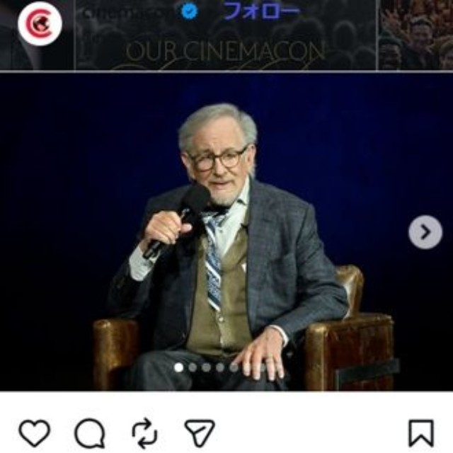 スティーブン・スピルバーグ監督＝「シネマコン2026」のインスタグラム＠cinemaconより