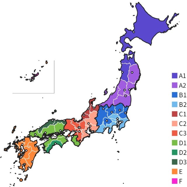 みなさんお住まいの地域はどのグループ？（重永瞬さん提供）
