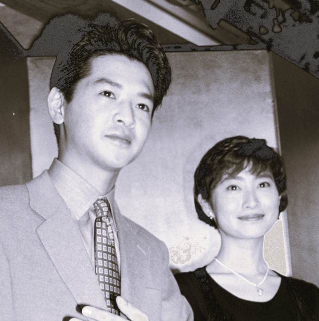 緒形直人と仙道敦子＝1993年12月