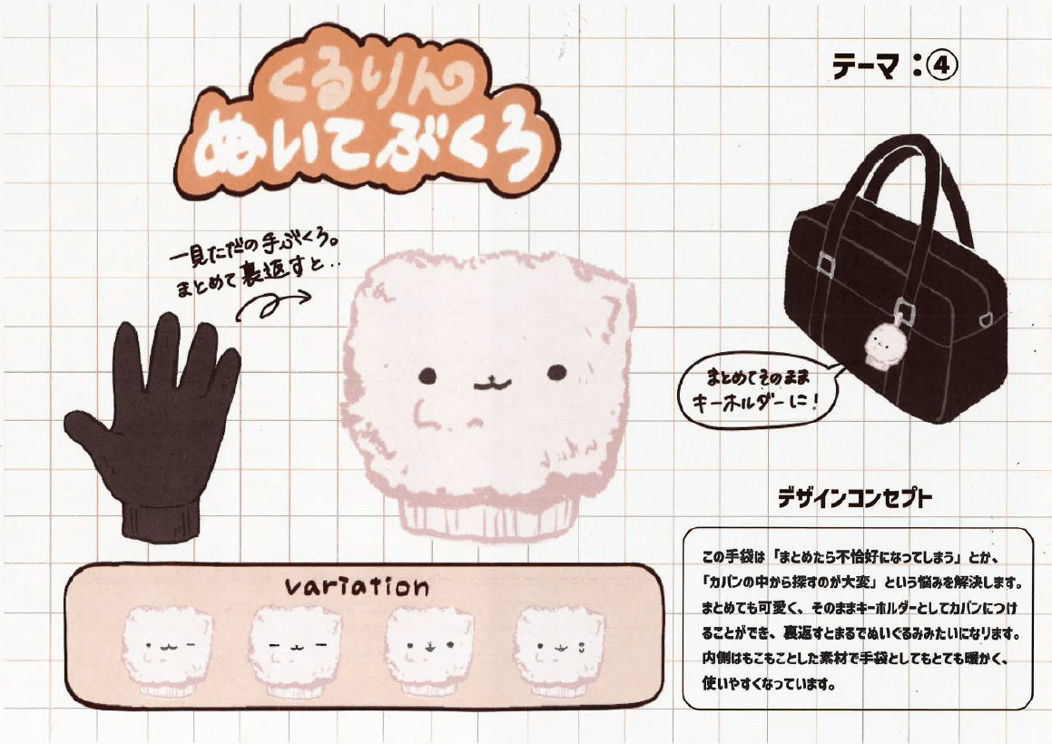 高校生の部グランプリ「くるりんぬいてぶくろ」　提供：岡山県