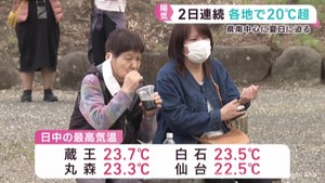 宮城県各地で２０℃超え　白石や丸森など県南中心に夏日に迫る