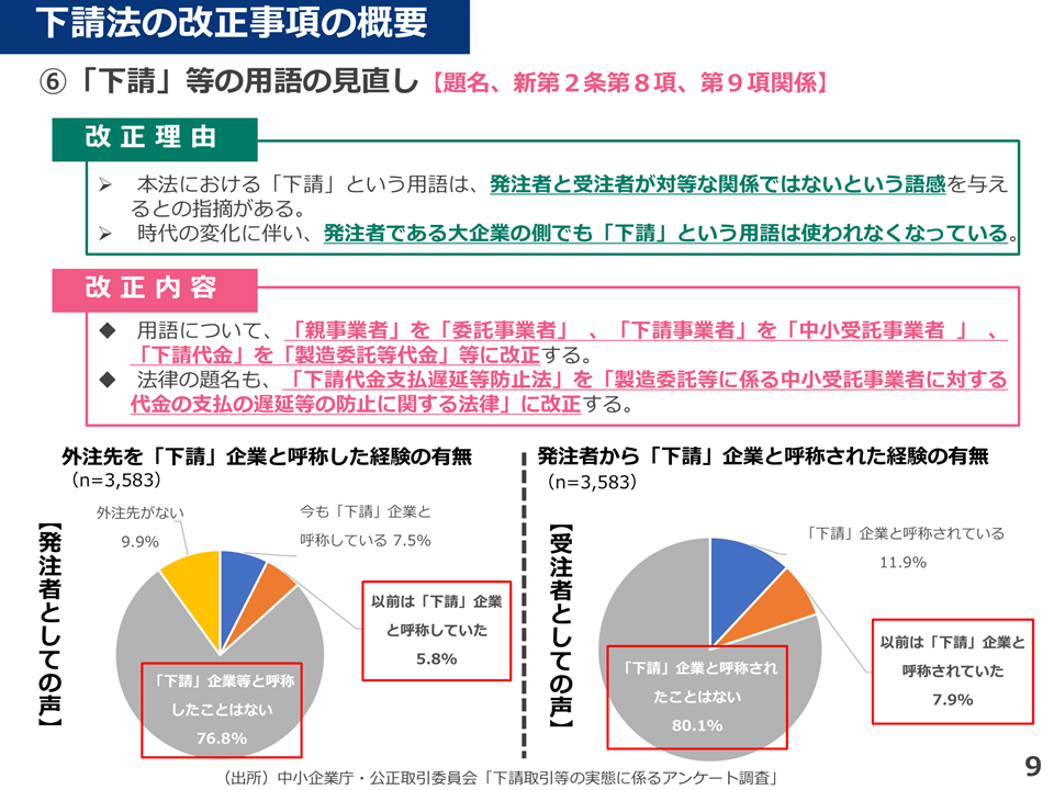 「下請」等の用語の見直し