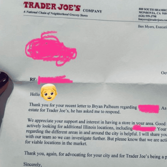 副社長からの返事。もんぎり型の手紙ではなく、要望に対しての返答が記されているなど、息子さんの手紙をちゃんと読んだことが伝わってくる（画像提供：猫林の鬼さん）