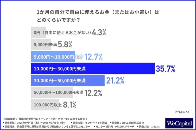 1カ月あたりの自由に使える金額（提供画像）