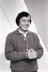 関西テレビの番組「モーニングショー・シュートinサタデー」で司会を務めた釜本邦茂さん（１９８６年１０月）