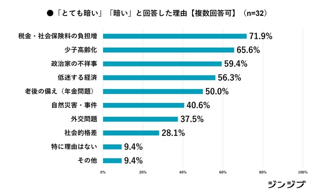 日本の将来について「とても暗い」「暗い」と回答した理由【複数回答可】（提供画像）