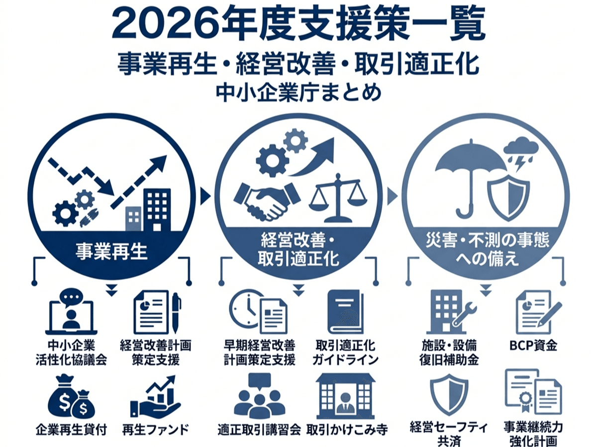 事業再生・経営改善・取引適正化の2026年度支援策一覧 中小企業庁