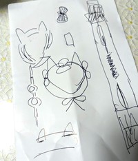 ペット用みずらの構想時のメモ（提供：ネコノテ堂/ NEKONOTE Handmade Shopさん）