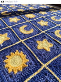 「孫のベビーブランケット完成」（相楽晴子さんのインスタグラムから）