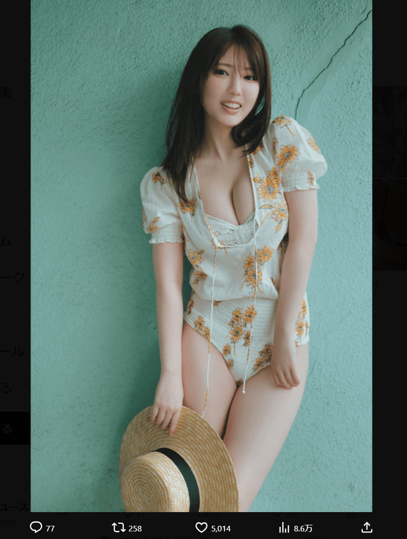 「FLASH」（26年5月26日発売号）に登場した沢口愛華のオフショット　本人のX（@sawa_aika827）より