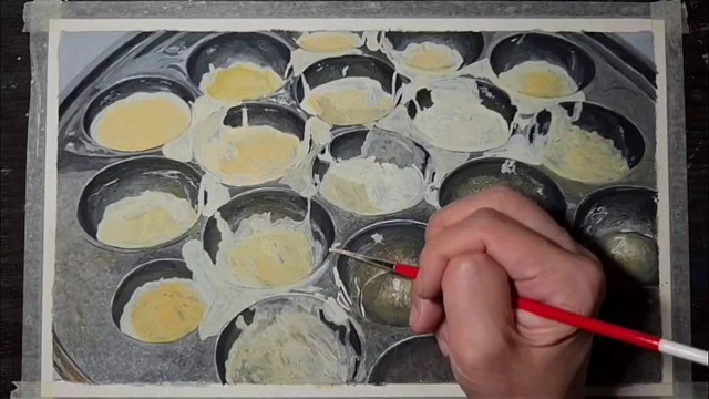 生地を入れていきます。 ※山田めしがさんのX動画より抜粋