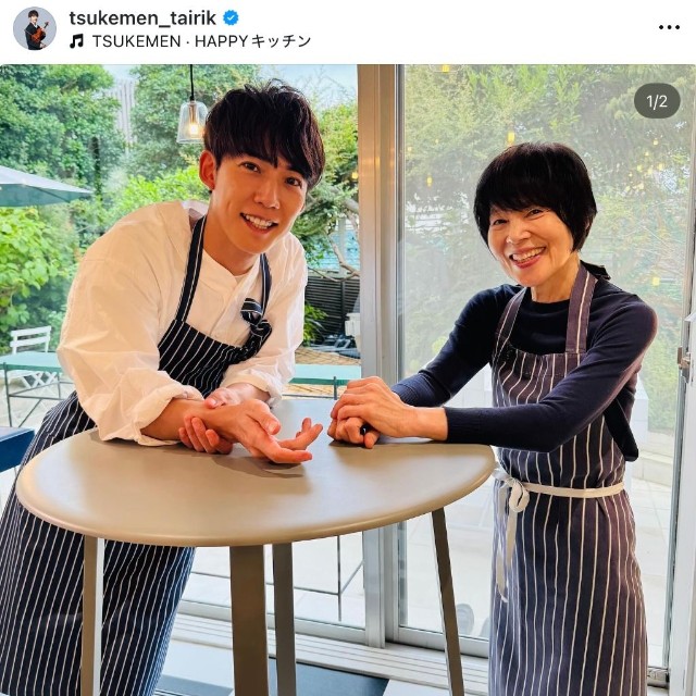 ヴァイオリニストのTAIRIKさん（左）と栗原はるみさん（本人のインスタグラムから）