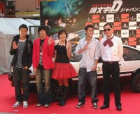 映画『頭文字D」のショーン・ユー、ジェイ・チョウ、鈴木杏、エディソン・チャン、アンソニー・ウォン（左から）=2005年