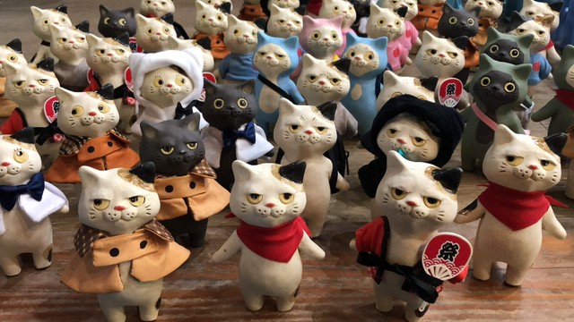 猫を中心とした動物の陶人形を制作（布施猫さん提供）