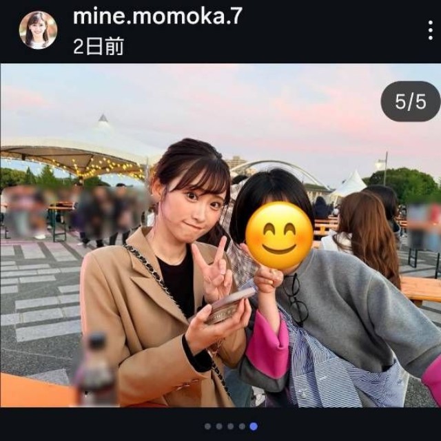 嶺百花アナウンサーのインスタグラム@mine.momoka.7より