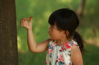 セミの抜け殻に興味津々　※画像はイメージです（yamasan/stock.adobe.com）