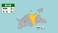香川県の新型コロナ感染状況　9月28日（「黄」は1～9人の感染者が確認された市）