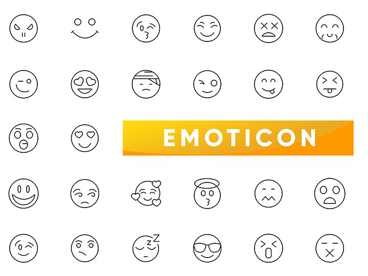 Emotions line icon set［original photo: RI Rafiq – stock.adobe.com］