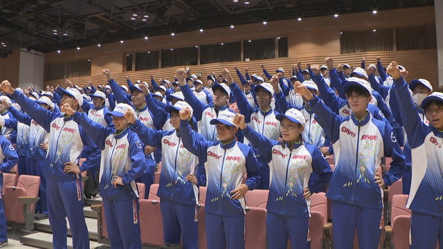 岡山県選手団結団壮行式　岡山・北区駅元町　22日