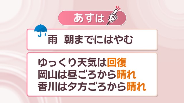 【天気予報】26日はゆっくり天気回復　最高気温が25日より5℃前後高くなる見込み　岡山・香川