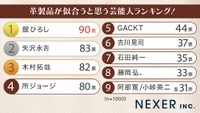 革製品が似合うと思う芸能人ランキング