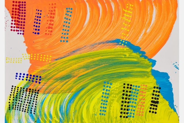 JAL賞を受賞した水上詩楽さんの作品「タイトル不明」。作品は、同社機内ドリンク提供用の紙コップのデザインに採用された＝HERALBONY Art Prize PR事務局提供