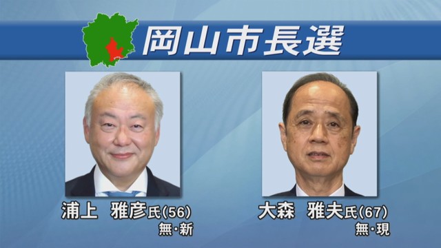 岡山市長選挙が19日告示　現職と新人の争いに