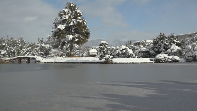 岡山県北で雪　各地で冷え込む