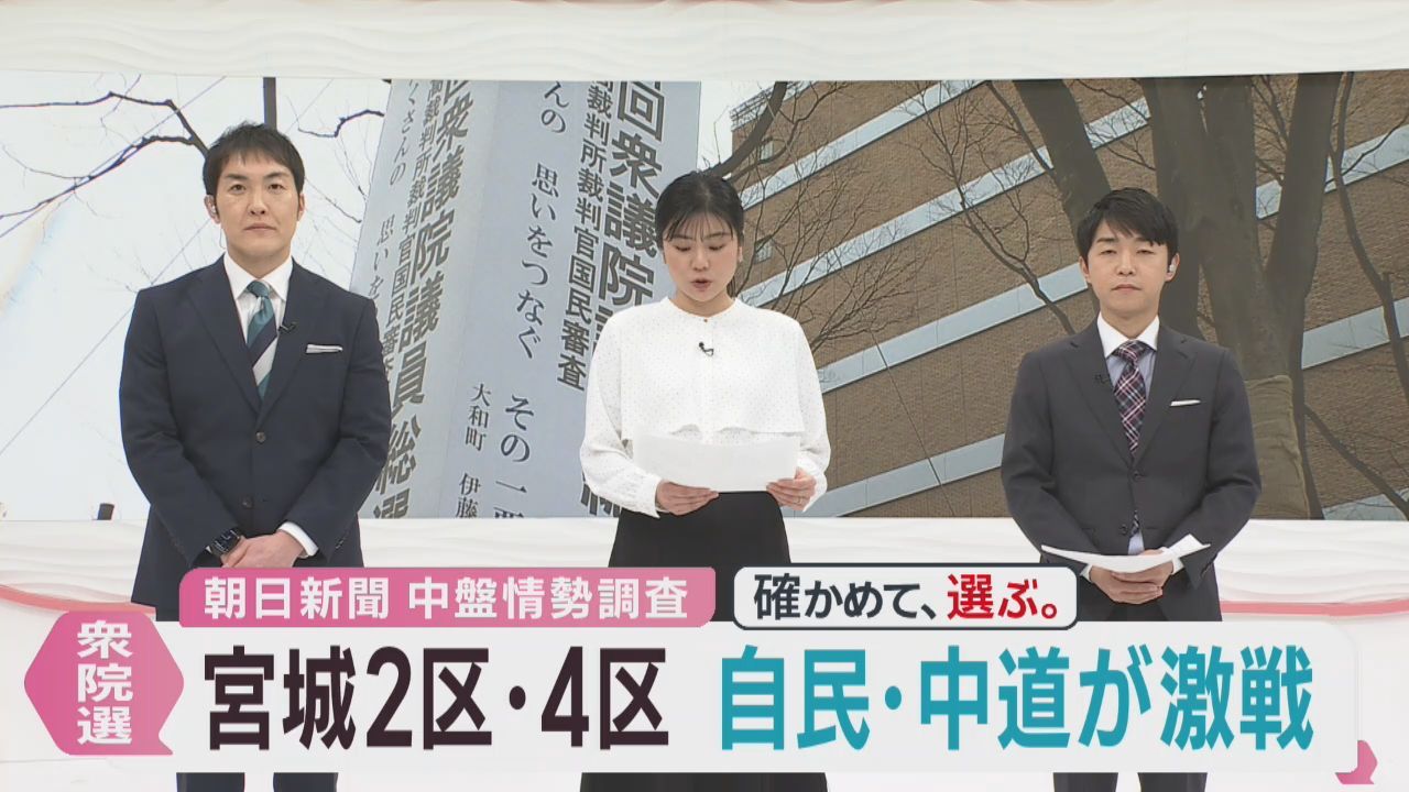 衆議院選挙　宮城県５つの小選挙区　朝日新聞　中盤情勢調査