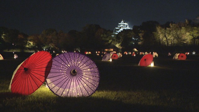 岡山後楽園「秋の幻想庭園」　試験点灯　13日