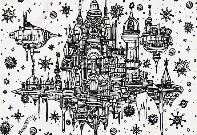 浮遊都市（提供：自閉症画家らびさん）