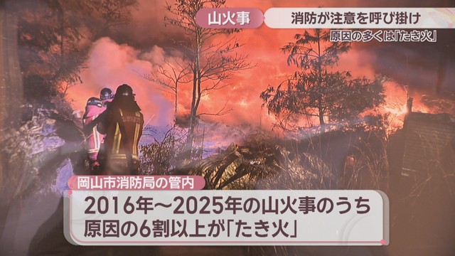 岡山駅エキチカひろばで展示されている山火事の写真