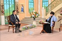 「徹子の部屋」 黒柳徹子（右）、はなわ＝テレビ朝日提供
