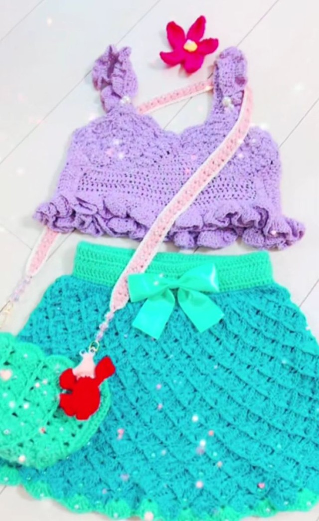 手編みしたアリエルの衣装／taatan_amuamuさん（@taatan_amuamu）提供