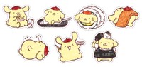 10月21日から「第2弾 ポムポムプリン コラボピック付き いくら包み」280円〜「第2弾 ポムポムプリン コラボピック付き てりたま軍艦」250円～のコラボピック（全7種）イメージ