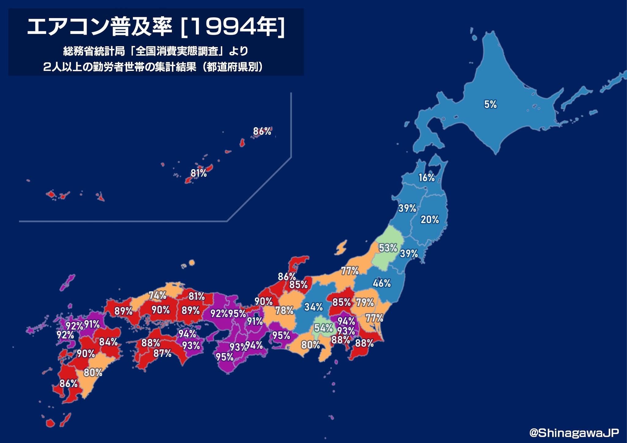 1994年以降日本の夏は変わった 過去70年の8月気温ヒートマップに