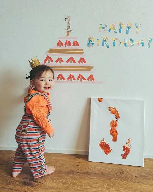 1歳のお誕生日に飾り付け（提供：＠playful_styleさん）
